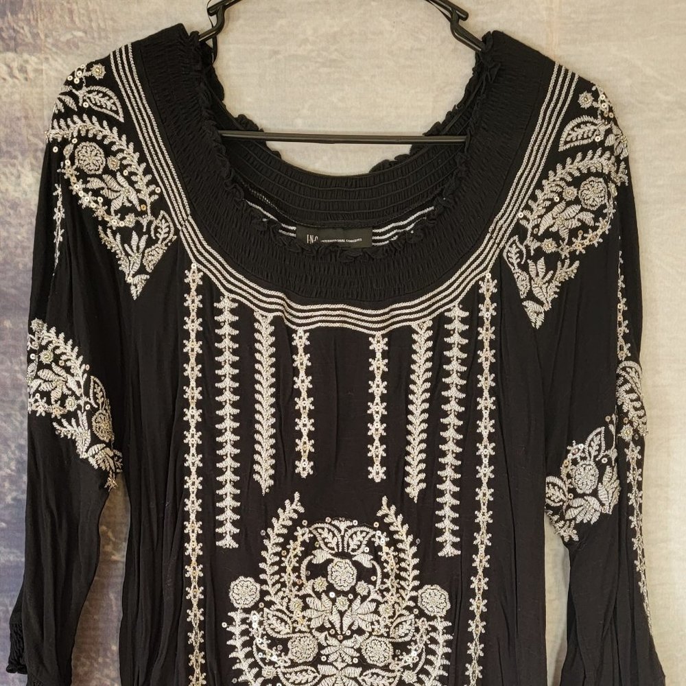 INC International Black White Sequin Top, Brand New